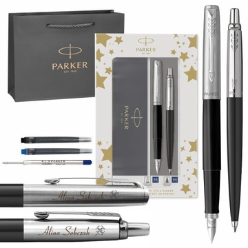 ZESTAW DŁUGOPIS PIÓRO PARKER JOTTER CZARNY GRAWER