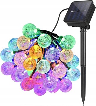Łańcuch świetlny Solarny LED PRZEZROCZYSTE KULKI SCB61 6,5m 30 kulek koloro