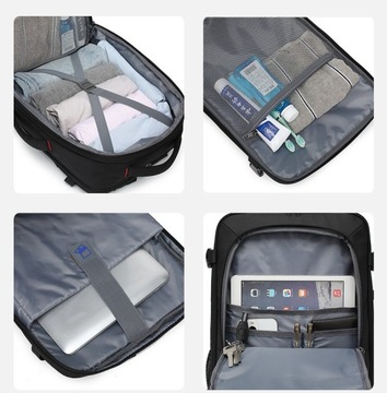 Рюкзак Poso PS-663 для ноутбука 17,3 USB, ручная кладь в самолет, 3 отделения