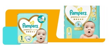 РАЗМЕР ПОДГРУЖНИКОВ PAMPERS PREMIUM CARE. 1 ПОДГУЗНИК 2-5кг КОРОБКА 72 шт.