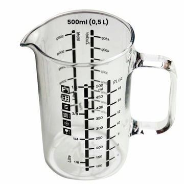 DZBANEK SZKLANY do gotowania mierzenia MIARKA 0,5L