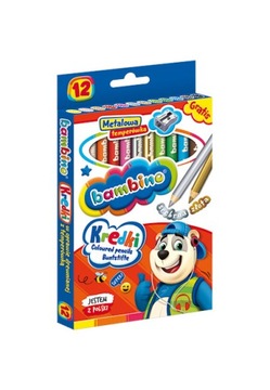 МЯГКИЕ ТОЛСТЫЕ ЦЕНЦИЛИ BAMBINO, 12 ЦВЕТОВ, БОЛЬШАЯ УДОБНАЯ ДЕРЕВЯННАЯ КРЫШКА