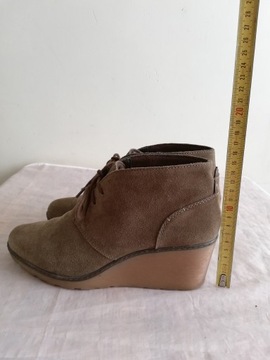 Buty botki koturny skórzane CLARKS r. 39 wkł 25 cm