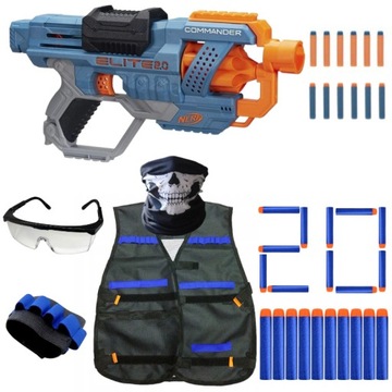 NERF COMMANDER ELITE 2 0 + STRZAŁKI KAMIZELKA OKULARY ZESTAW NA PREZENT