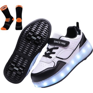 NOWY SWIECACE BUTOROLKI BUTY Z ROLKAMI LED ROLKI WROTKI R.29-38