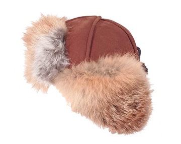 CZAPKA DAMSKA ZIMOWA PILOTKA LIS RUDY Naturalny 57