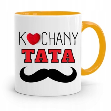 KUBEK ŻÓŁTY DZIEŃ OJCA DLA TATY KOCHANY TATA z Nadrukiem ze Zdjęciem