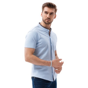Мужская рубашка с коротким рукавом K543 синяя L