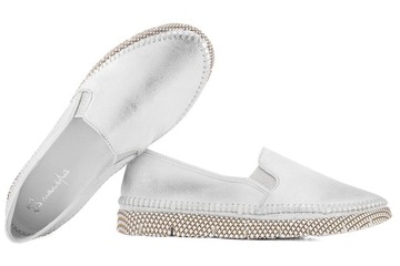 MACIEJKA 03512-35 PÓŁBUTY DAMSKIE ESPADRYLE MOKASYNY Srebrny 38