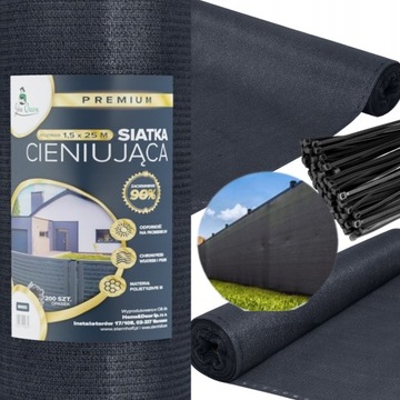 SIATKA CIENIUJĄCA NA OGRODZENIE PŁOT BALKON MASKUJĄCA 1,5x25m 90% UV GRATIS