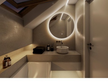 КРУГЛОЕ ЗЕРКАЛО 80, СЕНСОРНЫЙ ПЕРЕКЛЮЧАТЕЛЬ СО СВЕТОДИОДНОЙ ПОДСВЕТКОЙ