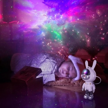 ЗВЕЗДНЫЙ ПРОЕКТОР СВЕТОДИОДНЫЙ НОЧНИК Детский кролик-космонавт для спальни