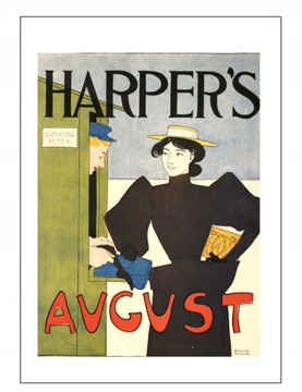 A4 Plakat vintage retro Harper's August 1895 kobieta stara okładka magazynu
