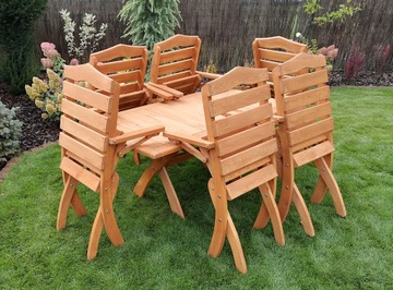 Набор деревянных садовых столов и стульев, 6 шт.