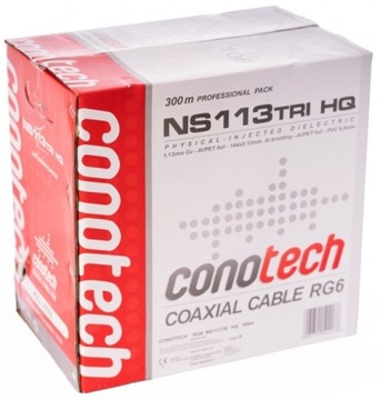 Kabel Przewód Koncentryczny 1,13 CU TriShield 300m Antenowy RG6 Koncentryk