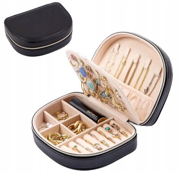 Szkatułka kuferek na biżuterię organizer pudełeczko skórzany futerał mały