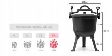 Казан чугунный эмалированный, 15 литров, Жареная охотничья похлебка