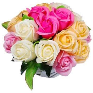 Bukiet kwiaty mydlane róże 19szt flower box PREZENT upominek RÓŻNE OKAZJE