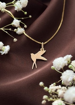 КРАСИВЫЙ КЛАССИЧЕСКИЙ ЗОЛОТОЙ КУЛОН «ЛАСТОЧКА» 8КТ 333