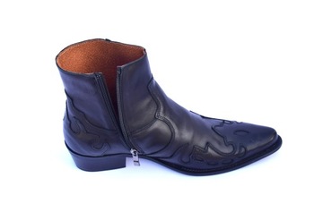 KOWBOJKI MĘSKIE SKÓRZANE DŁUGIE Z ZASUWAKIEM WEST