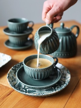 Ceramiczny TALERZ głęboki DO ZUPY 18cm linia MOSAIQUE OLIVE bez wzoru