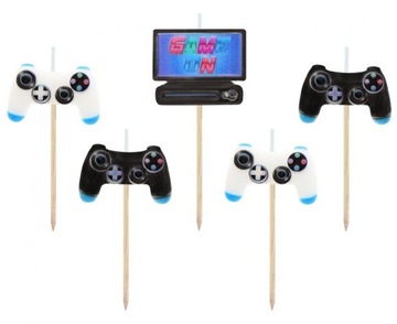 Świeczki na tort pikery Game - 5 sztuk