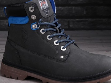 Buty, trapery zimowe męskie U.S. Polo Assn. BLACK BLUE WYSOKIE