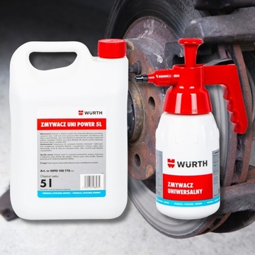 ZMYWACZ DO HAMULCÓW TARCZ Wurth Uni Power 5 l + OPRYSKIWACZ SPRYSKIWACZ 1L