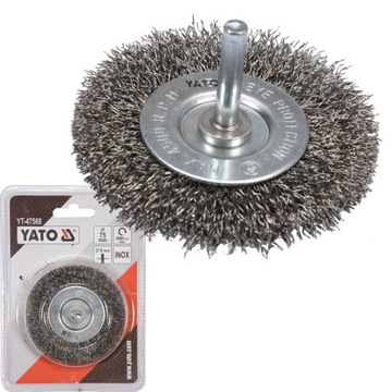 YATO SZCZOTKA TARCZOWA 75mm DRUT INOX NA WIERTARKĘ
