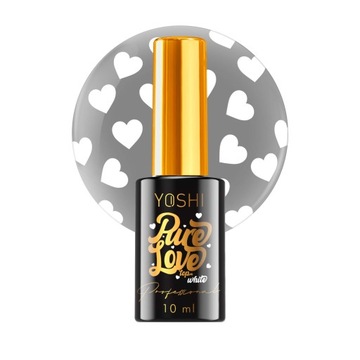 YOSHI Top hybrydowy do paznokci PURE LOVE WHITE 10ml Białe Serduszka