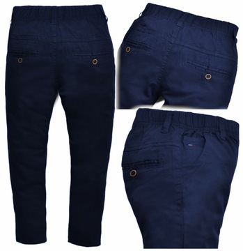 PEVO Spodnie granat CHINOS eleganckie GUMA(122 128 134 140 158 164) 146/152