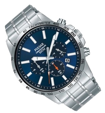 Klasyczny zegarek męski na bransolecie Pulsar Chronograf PT3995X1 +GRAWER