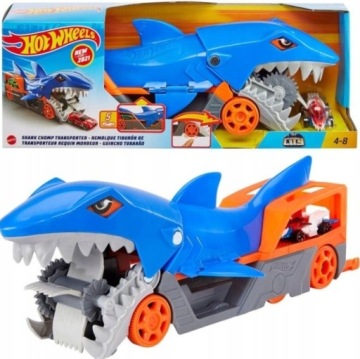 Set Hot Wheels City Transportér Autíček Žralok A Autíčko Dráha
