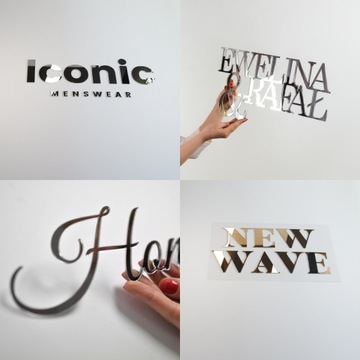 Ваш текст 3D-надписи Логотип из зеркального золота и серебра