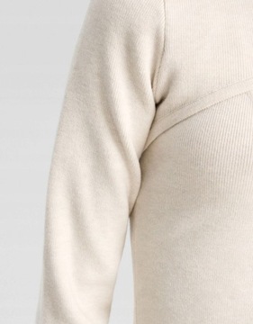 Bershka NH2 bcn beżowy krótki sweter stójka długi rękaw M