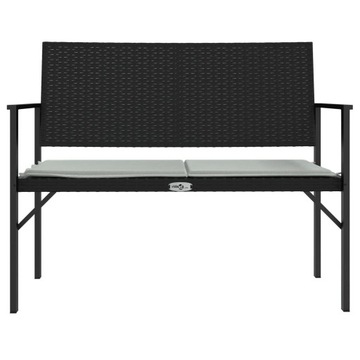 Садовая скамейка из 2 человек с подушкой, черным, поли