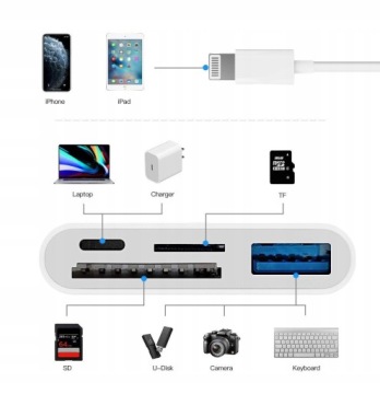 КАБЕЛЬ OTG ПЕРЕХОДНИК LIGHTNING НА SD КАРТУ ЧИТАТЕЛЬ MICROSD USB