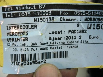 CHLADIČ INTERCOOLER 2E0145804A CRAFTER SPRINTER