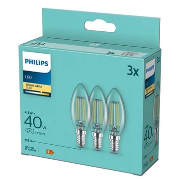 6 светодиодных лампочек PHILIPS E14 4 Вт = 40 Вт РЕТРО НИТЬ