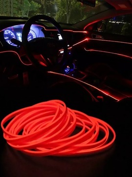 ŚWIATŁOWÓD 2M EL WIRE LED TAŚMA PASEK AMBIENT OŚWIETLENIE + INWERTER I WTYK