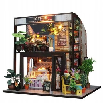 DUŻY DREWNIANY DOMEK DLA LALEK MEBLE LED DIY