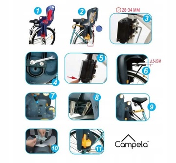 БЕЗОПАСНОЕ ВЕЛОСИПЕДНОЕ СИДЕНЬЕ НА БАГАЖНИКЕ CAMPELA