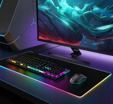 БОЛЬШОЙ КОВРИК ДЛЯ МЫШИ ДЛЯ ИГРОВОГО НАСТА, С RGB ПОДСВЕТКОЙ, 80x30 СМ
