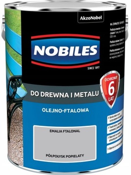 NOBILES FTALONAL FTALOWA FARBA DO DREWNA I METALU POPIELATY PÓŁPOŁYSK 5L