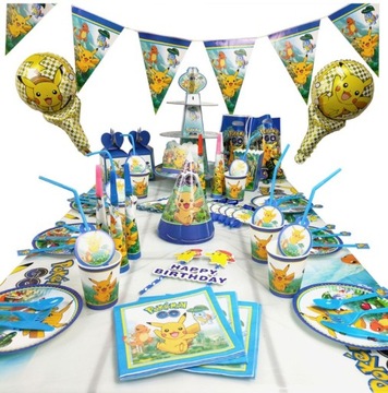 KUBKI TALERZYKI SERWETKI SŁOMKI POKEMON 50 szt.