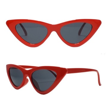 OKULARY PRZECIWSŁONECZNE CZERWONE KOCIE DAMSKIE OPRAWKI CAT-EYE FILTR UV400