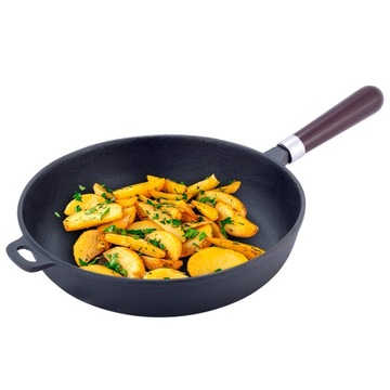 Patelnia Żeliwna Głęboka 28cm INDUKCJA Ciężka PT26