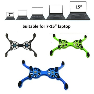 2x wentylatory 70mm USB Mini Cooler Podkładka chłodząca Składana chłodnica do calowych laptopów