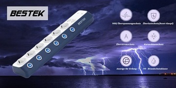 Удлинитель с 6 розетками и 4 умными разъемами USB