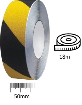 TAŚMA ANTYPOŚLIZGOWA ŻÓŁTO CZARNA 50 MM ! 18m! BHP
